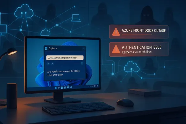 An Illustration for Microsoft's Innovations, Outages, and Security Issues Explained